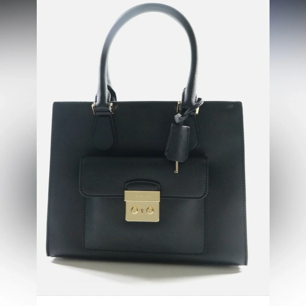 Michael Michael Kors Bridgette Medium East West Leather Tote Bag Black Gold